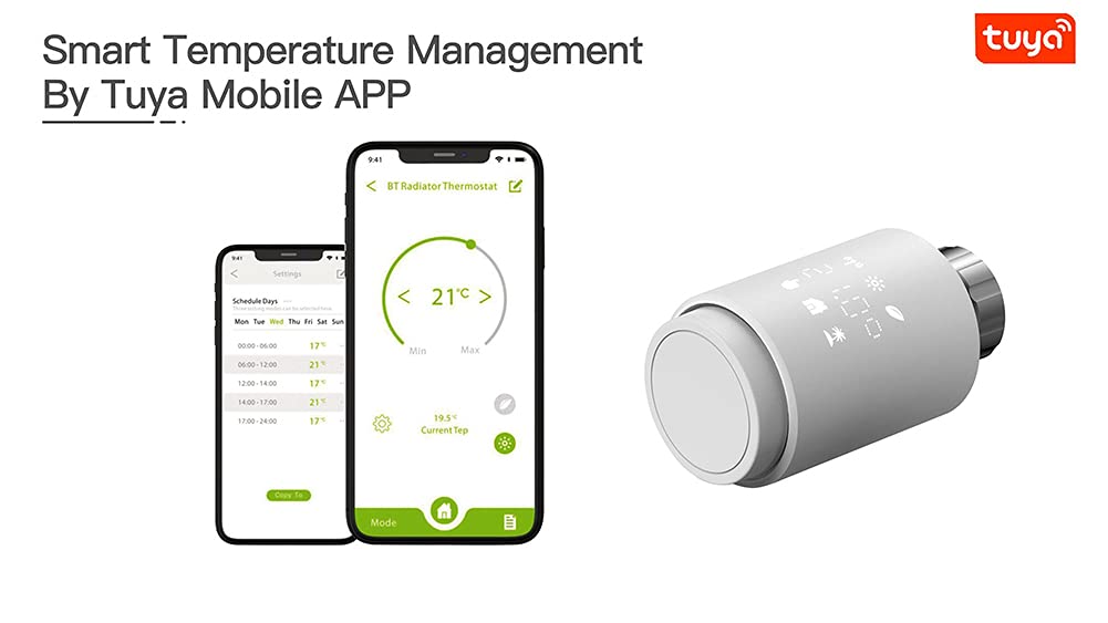 Zigbee eTRV Heizkörperthermostat programmierbar | Sprachsteuerung mit Alexa, Google Home, Anschlussgewinde M30 x 1,5