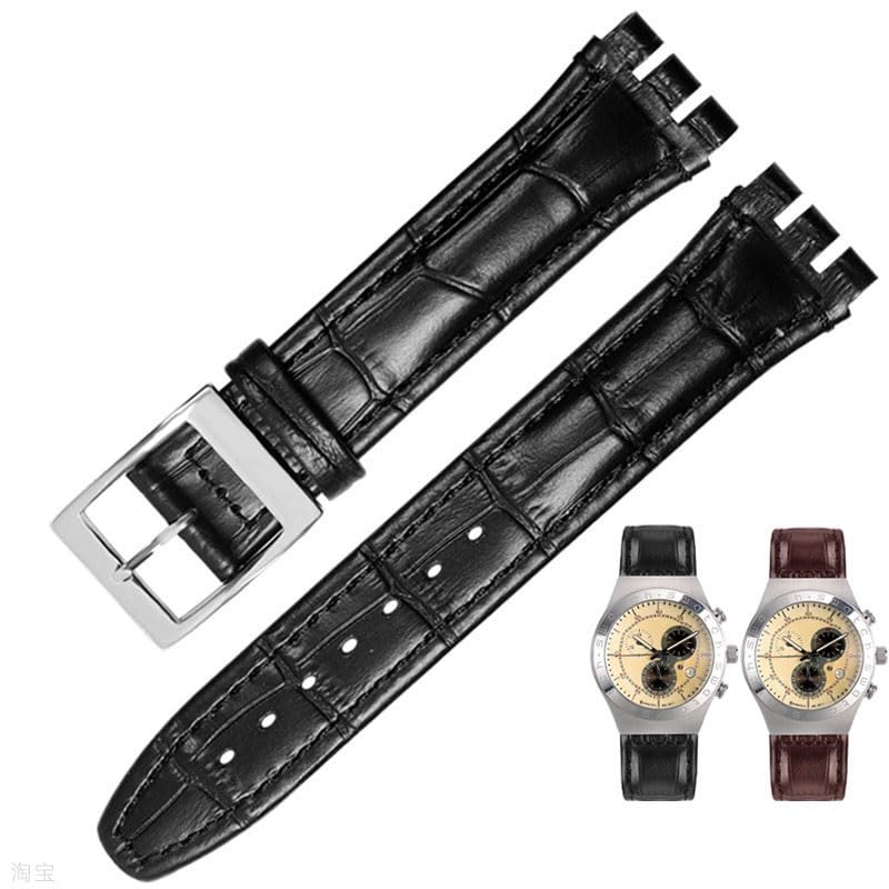Bracelet montre Swatch cuir véritable 19mm anti-usure - 2