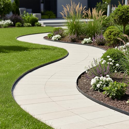 Garden Edging Border, 50FT 2-Inch Flexible Landscape Edging with 48 Stakes, Tool-Free Plastic Lawn Border for Flower Bed Edging Borders, Yard & Landscaping Projects - Thumbnail 7
