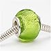 Beadaholique 14mm Round Murano Style Glass Silver Foil Lamp work Bead, Fits Pandora, Lime Green