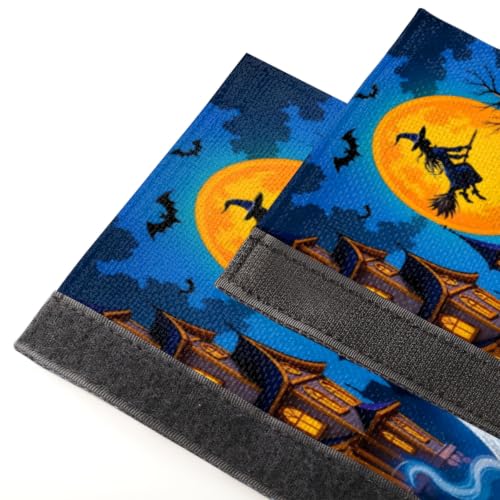 Image of Halloween Refrigerator Door Handle Covers Set of 2 Fridge Door Handle Decor | Spooky Moon Washable Dishwasher Mocrowave Oven Protector Handle Cover Keep Your Kitchen Appliance Clean