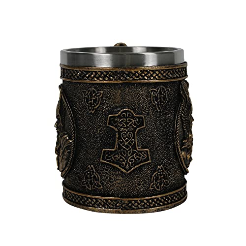 OTARTU Norse Mythology Viking God Of Thunder Thor Coffee Mug Beer Stein Tankard, Nordic Viking Gift