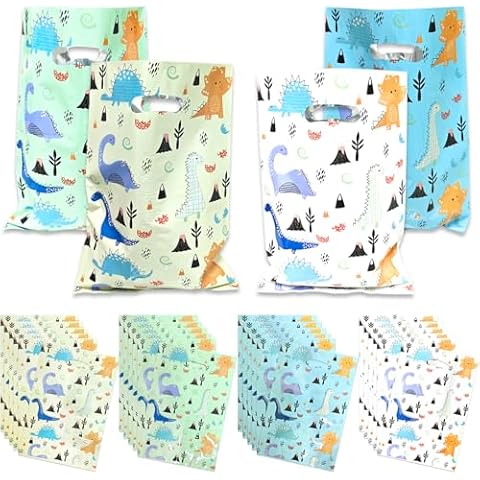 Party Gift Bags Gift Wrapping Bags Upgraded Drawstring Pocket for Christmas Party Goody Bags Presents (Dinosaur Party Bags) Cover