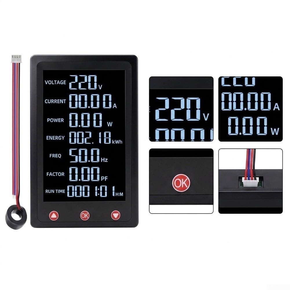 Medidor de Consumo Eléctrico 100A LCD con Alarma(C)