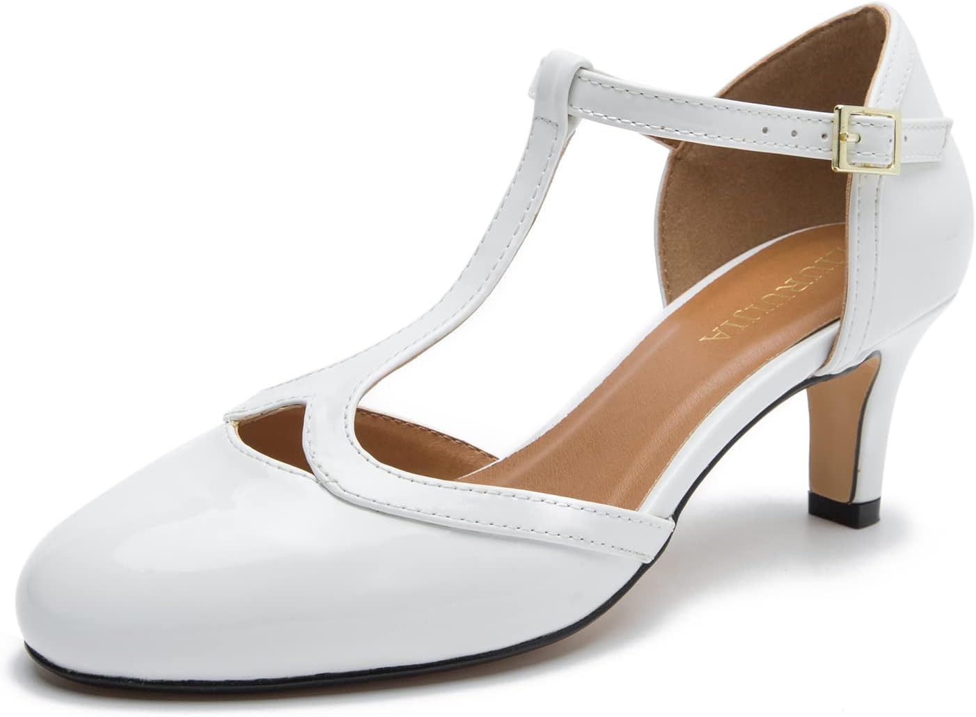 Women’s Mary Jane Low Kitten Heel Pumps Retro Round Toe T-Strap D'Orsay Prom Dress Shoe Plus Size