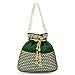 Aheli Ethnic Green Potli Bag Gift for Women Handmade Purse Evening Handbags Stylish Bridal Fashion Clutch Bag