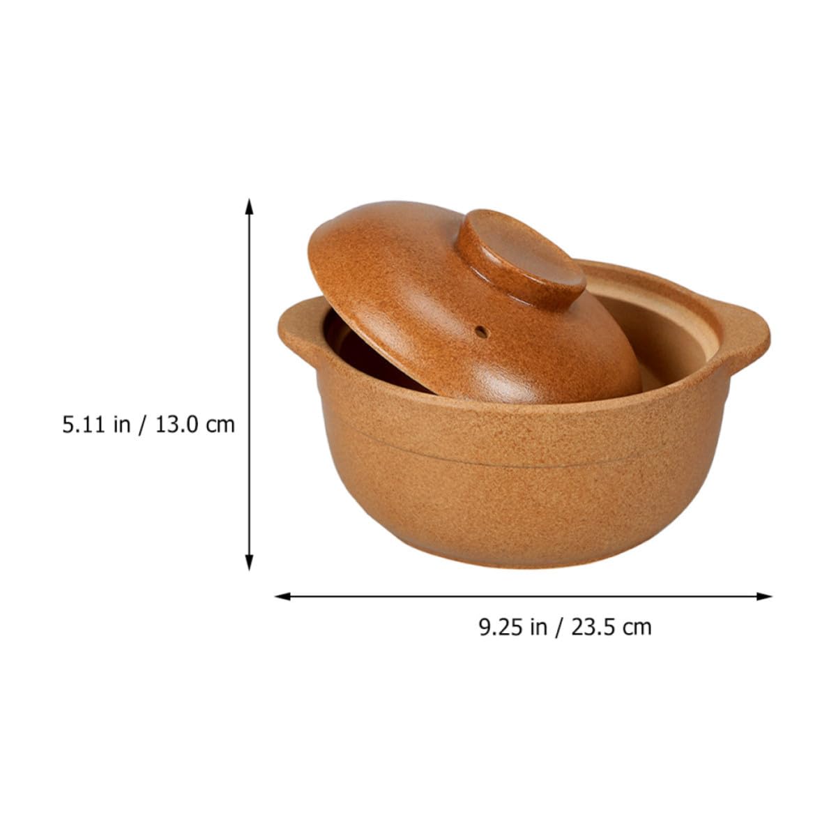 Zerodeko Marmite en Céramique Marron Couvercle, Cocotte pour Cuisson de Soupe et Côtes, Rétention de Chaleur et Poignée Anti-brûlure, Ustensile Cuisine Maison