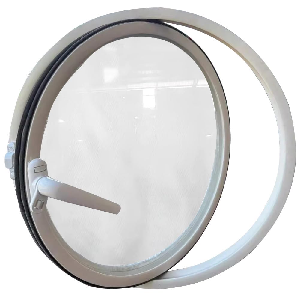 Ventana Redonda giratoria con Vidrio Templado, Ventana de cobertizo de aleación de Aluminio con Montaje Empotrado y rotación de 360°, para baño, Cocina y decoración de casa de Juegos, Color
