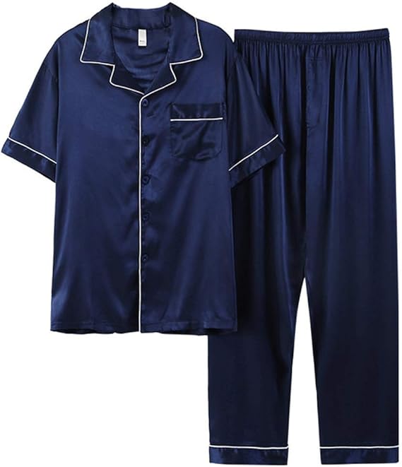 Amazon Msy Yien メンズ 夏 ルームウェアパジャマ 部屋着 半袖 長ズボン 上下セット 前開き 着心地良い 良質シルクパジャマ メンズ パジャマ 通販