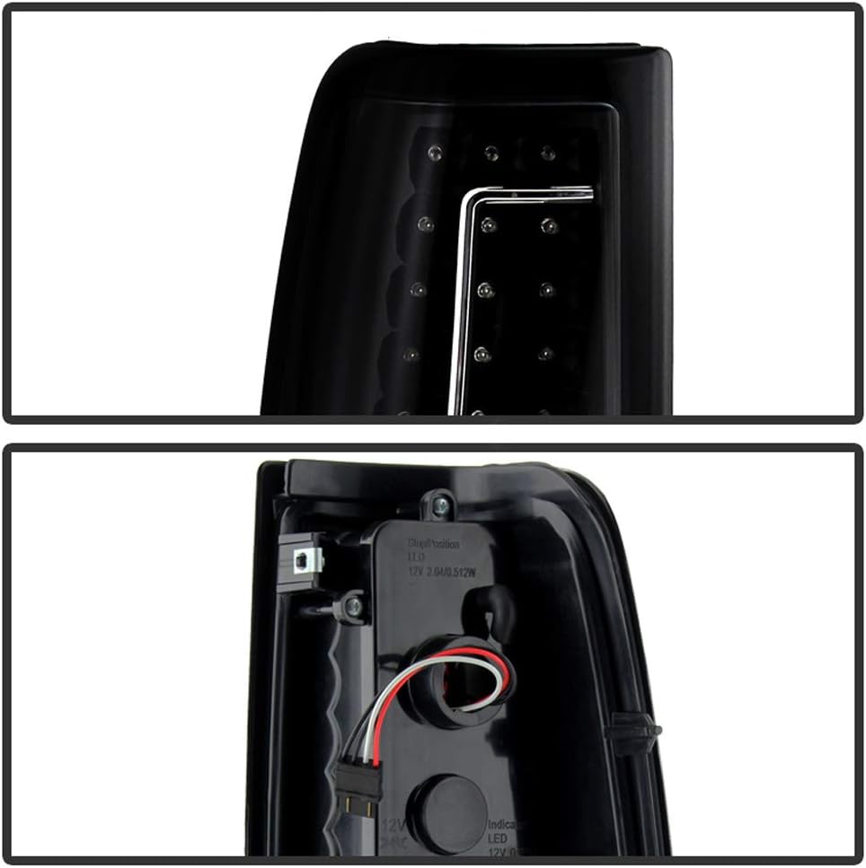 ACANII - For 1999-2002 Chevy Silverado 1500 2500 3500 GMC Sierra Black LED Strip Tail Lights Lamps Assembly Left+Right