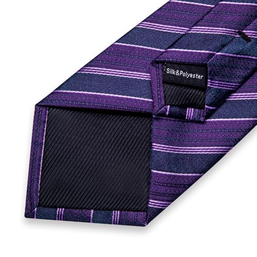 Image of DiBanGu Mens Tie Silk Plaid Striped Necktie and Pocket Square Cufflinks Tie Clip Set with Gift Box Formal Wedding Party