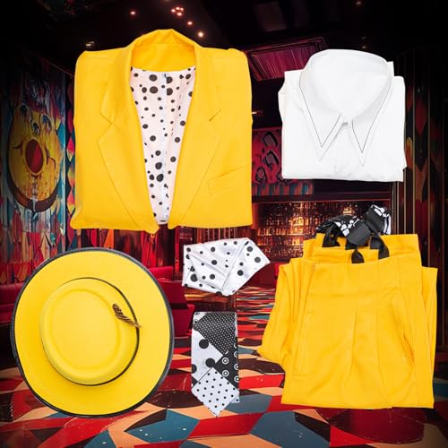 Wecos Mens Yellow Suit Uniform Movie Costume Cospaly Hat Halloween Stylish Outfit by Wecos - Image 7