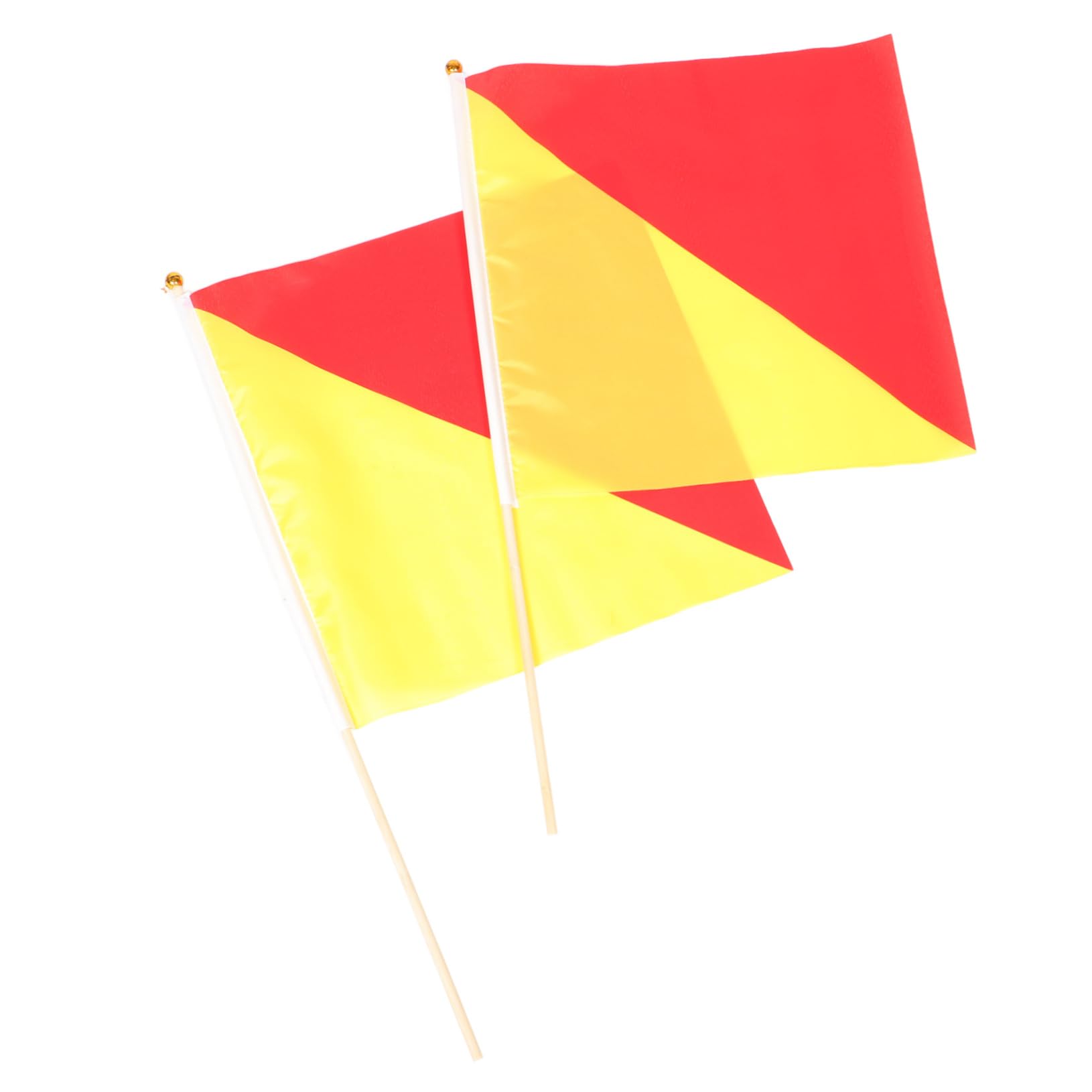 MOBUTOFU 2pcs Small 35x35cm Red Yellow Handheld Signal Flags with 50-60cm Poles, Match Waving Flags for Racing and Referee Commanding, Suitable for Sports and Military Training