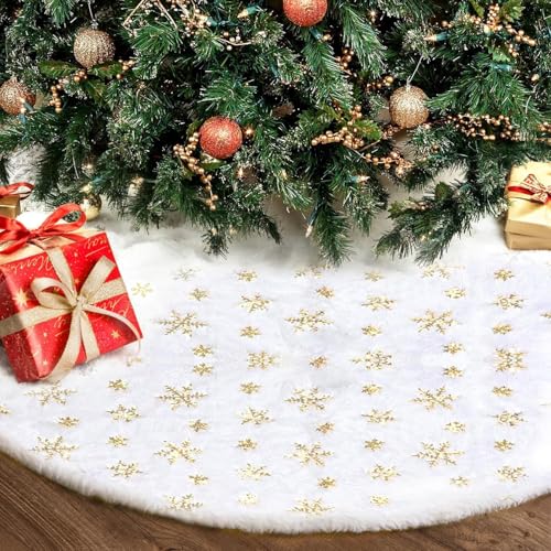 Manta para árbol de Navidad blanca de 90 cm ideal para decorar un salón familiar cálido 6