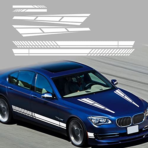 Ramuel 6 Pcs Car Racing Body Personalized Side Skirt Hood Decoration Vinyl Stripe Rearview Mirror Sticker Accessories Are Suitable For All Vehicle Suv Truck Off-Road (Glossy White) #TOP9