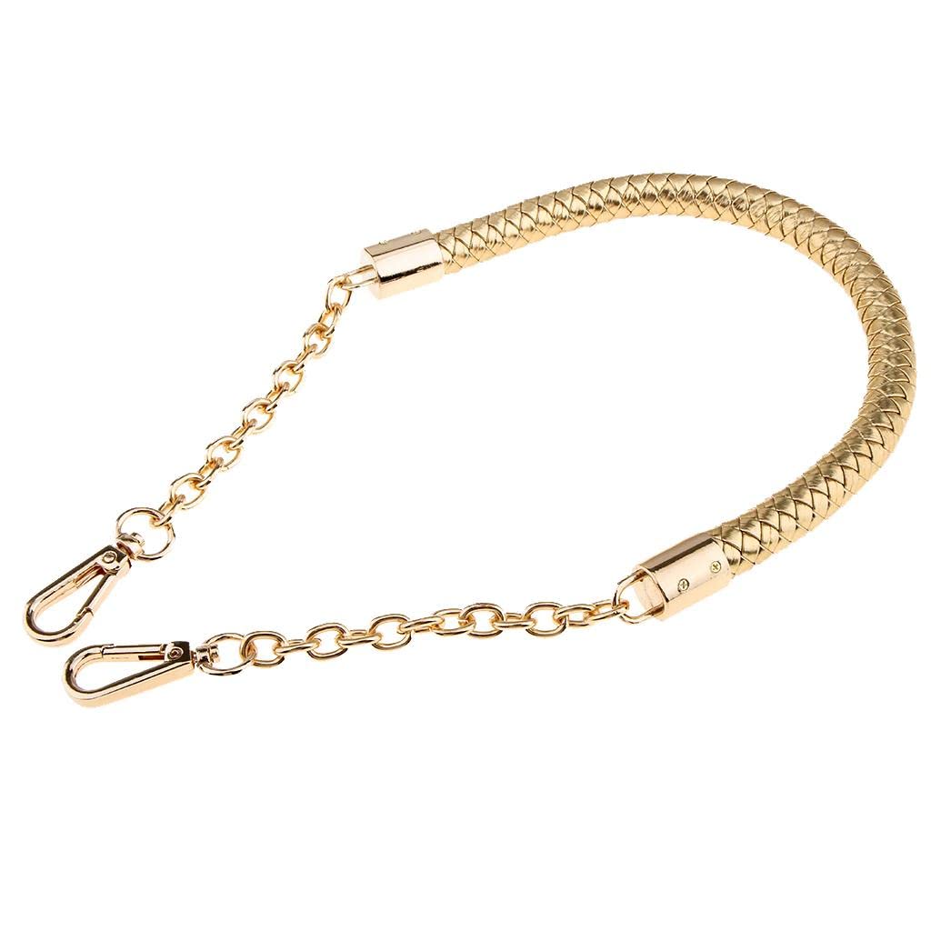 nivaa Metal PU Leather Braided Bag Strap Handle Bag Chain Replacement 60cm Gold-picture-50