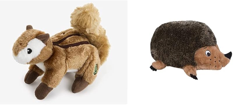 Wildlife Chipmunk Squeaky Peluche Perro Juguete + Outward Hound Hedgehogz Peluche Perro Juguete