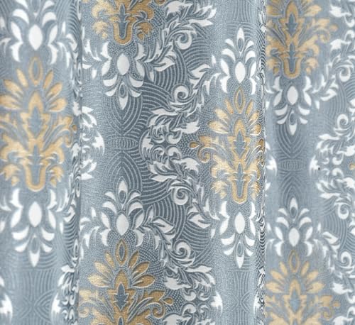 Image of Polyester Nexus Design Printed Room Darkening Window Curtains 6 Feet Set of 2 | Blackout Curtains for Bedroom Living Room Decor - Dark Grey