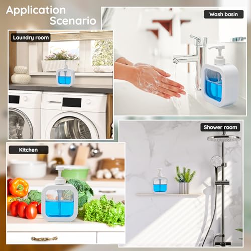 Image of Segbeauty 16.9oz Refillable Bathroom Hand Soap Dispenser, Pack 4 Empty Kitchen Soap Dispenser Pump 500ml Liquid Soap Dispensers for Bathroom, White Plastic Handwash bottle for Kitchen Sink with Labels