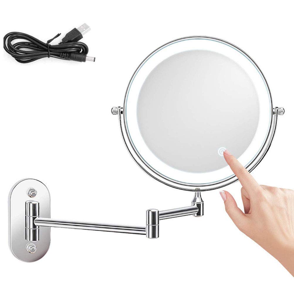 Miroir mural éclairé par LED JCAKES pivotant 10x alimenté par USB