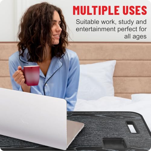 Image of TEKCOOL Smart Multipurpose Foldable Laptop Table with Cup Holder, Study Table, Breakfast Tables, Foldable and Portable /Ergonomic & Rounded Edges /Non-Slip Legs (Black NEW)'