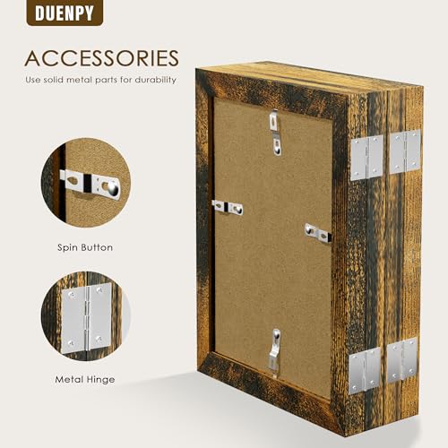 Image of DUENPY 4 Folding 5x7 Accordion Wood Frame Plexiglass Brown | Constructed With Engineered Wood And Plexiglass, Elegant Ornament For Desktop Photo Display