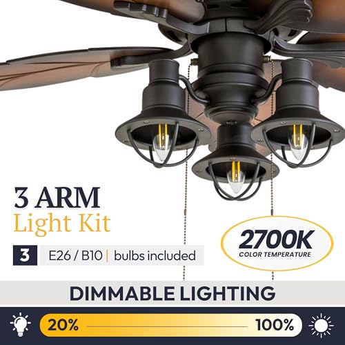 Prominence Home Ocean Crest, 52 Inch Tropical Indoor Outdoor Ceiling Fan with Light, Remote Control, Three Mounting Options, Weather Resistant Palm Leaf Blades - 50759-01 (Bronze) - Image 5