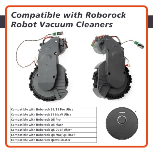 Robot Vacuum Cleaner Wheels Kit Replacement for Roborock S8/S8 Pro Ultra Robot Floor Cleaner Left and Right Wheel Set for Roborock Q5 Pro for Q8 Max+ Models, Strong Traction - Image 4
