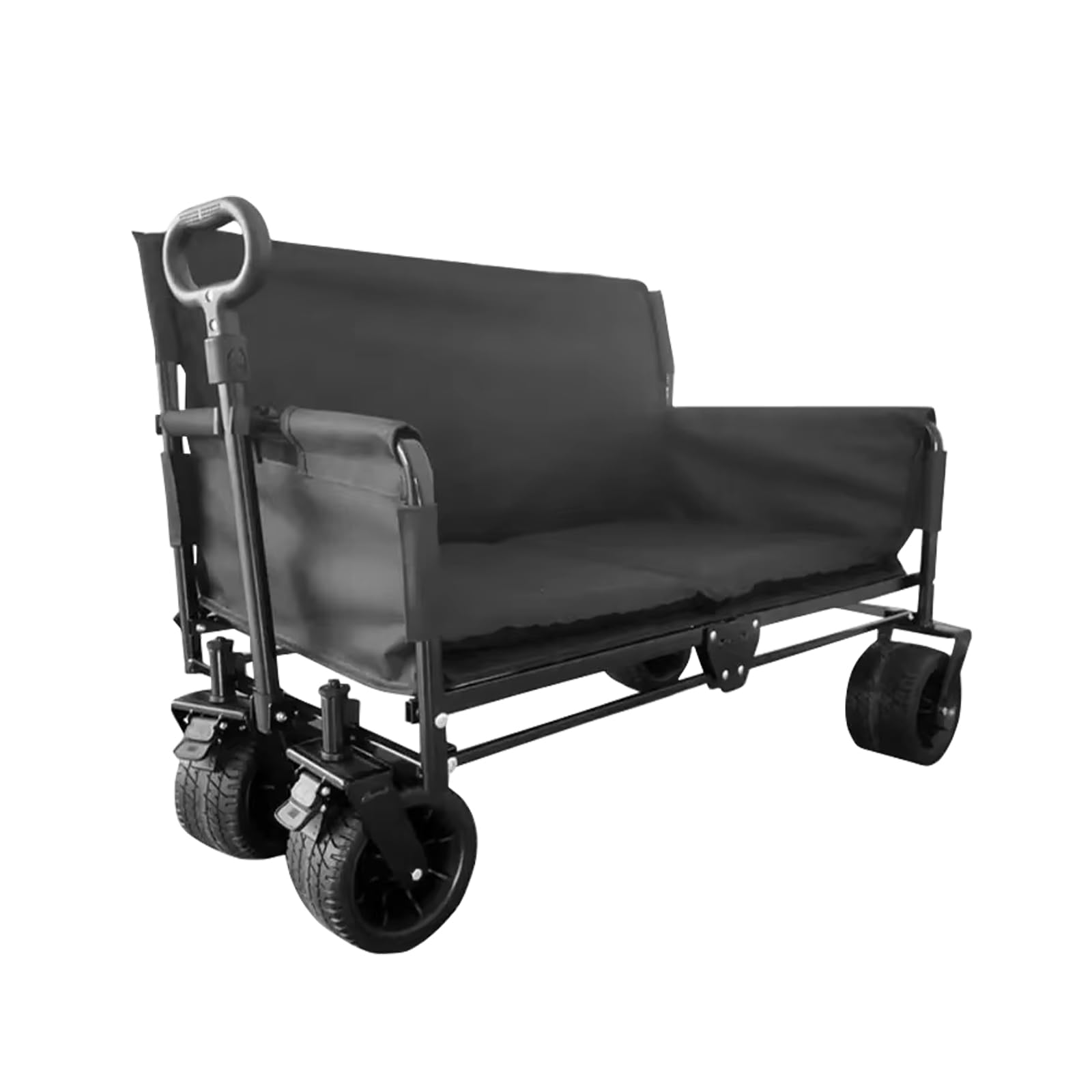 3 in 1 Bollerwagen Faltbarer, Strandwagen Handwagen Umbaubar Campingbank, Verstellbarem Griff Gartenwagen, Klappbarer All Terrain Transportwagen Allzweckwagen Campingstuhl Campingsofa Sitzer