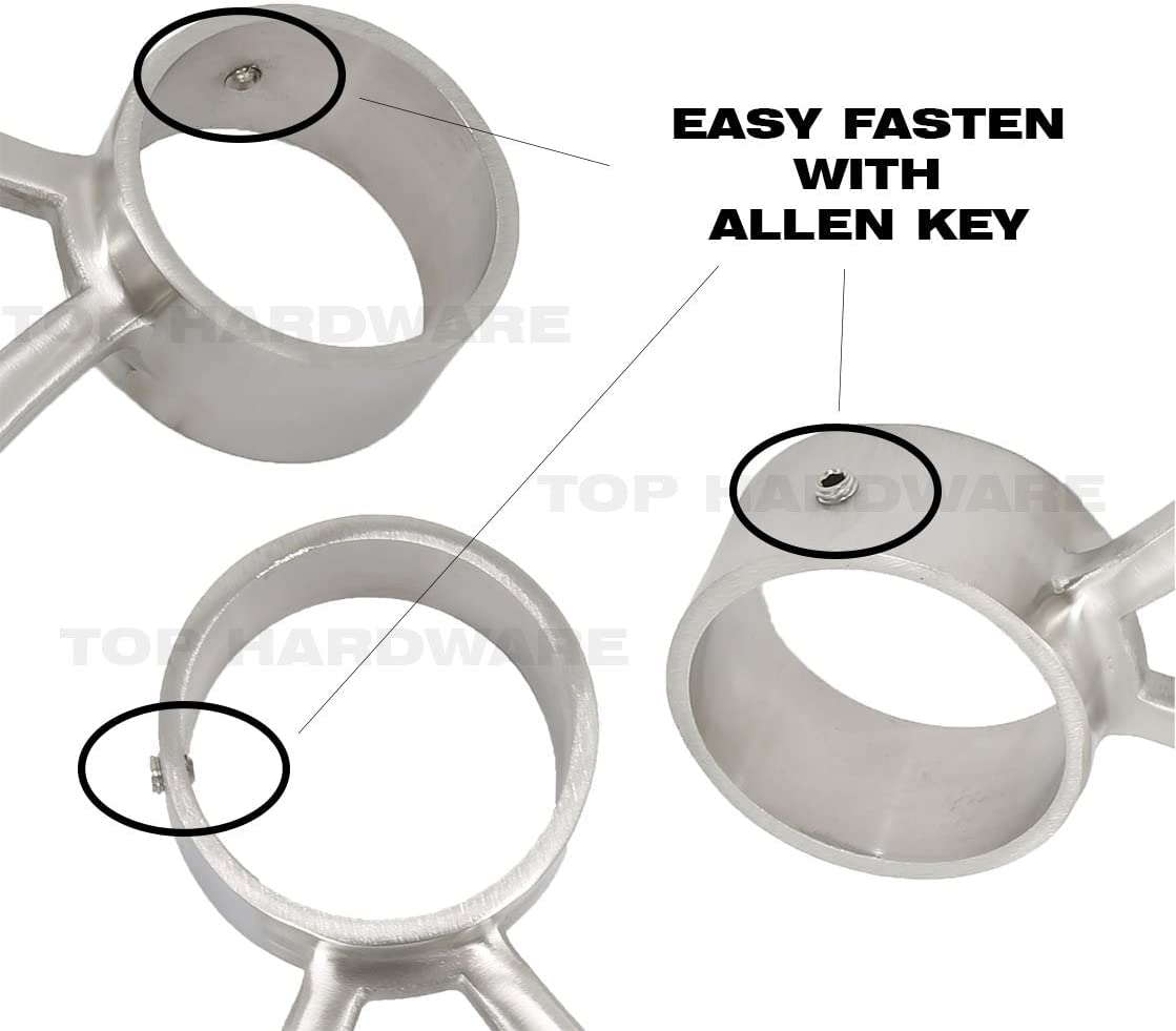 Top Hardware Solid Bar Mount Foot Rail Kit (Custom-Made), Brushed Stainless Steel Tubing, Bar Mount Foot Rail Bracket, End Cap (Flat End Cap, 15 ft (90 in x 2))