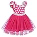 IBTOM CASTLE Toddlers Girls' Polka Dots Christmas Birthday Princess Leotard Costume Tutu Dress Up Bows Ears Headband Rose+3D Ears 4-5 Years