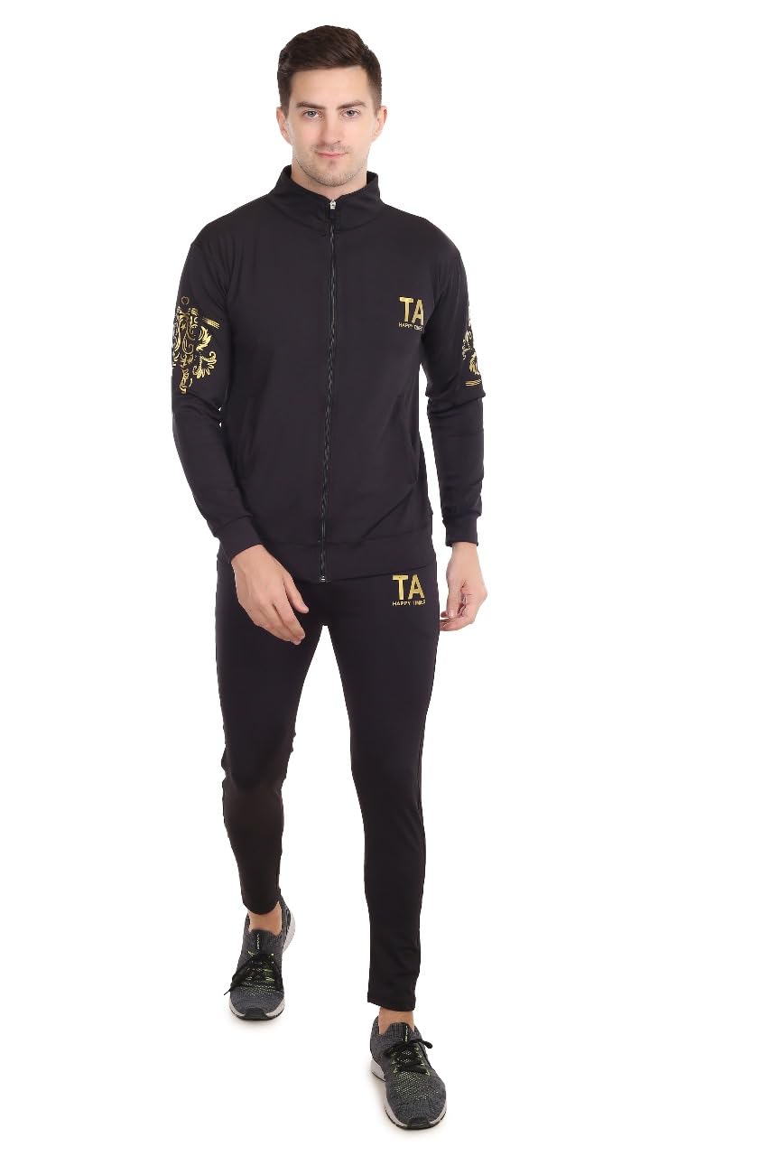 Light Stretchable Regular Dry-Fit Activewear Track Suit For Men | Track Suit with Zipper | Comfortable Track Suit for Running, Sports & Gym Workout | Polyster Lycra