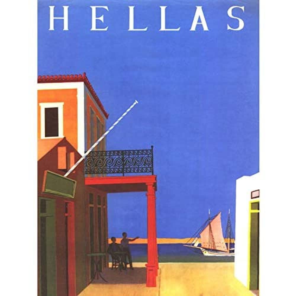 Wee Blue Coo TRAVEL POSTCARD HELLAS GREECE GREEK COAST SHIP SAIL ART POSTER PRINT 18x24 INCH LV4084