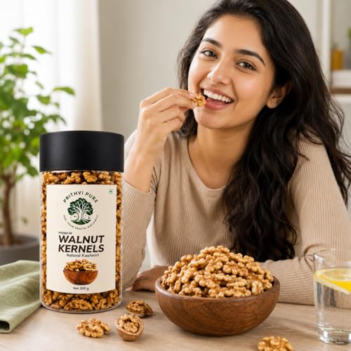 Image of PRITHVI PURE Walnuts Kernels 500 Gram | Natural Crunchy & Nutritious | Akhrot Without Shell | Rich in Omega-3, Protein & Antioxidants | Gluten-Free | Ideal for Snacking, Baking & Cooking