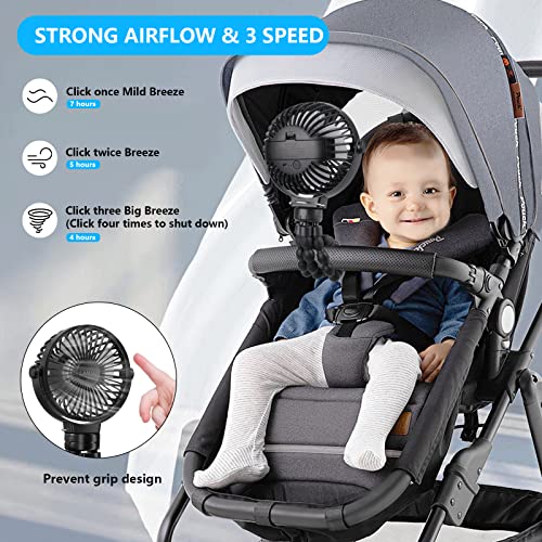 Lamjad Stroller Fan,Portable Usb Personal Clip-On Car Seat Fan Mini Handheld Desktop Fan 360° Rotatable Suitable For Camping Outdoor Office Crib Toddler Bed Treadmill #TOP2