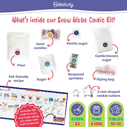 Image of Baketivity Snow Globe Cookies Baking Kit - Duff Goldman Cooking Recipe - DIY Family Fun Cookie Making Kit - Pre Measured Ingredients Cookie Baking Kit for Kids - Tiny Gift for Kids, Teens, And Adults