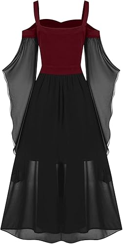 Miniatura 3 de Disfraz renacentista para mujer, vestido de fiesta de cosplay de Navidad, disfraz de Halloween, mangas de trompeta, conjunto bohemio