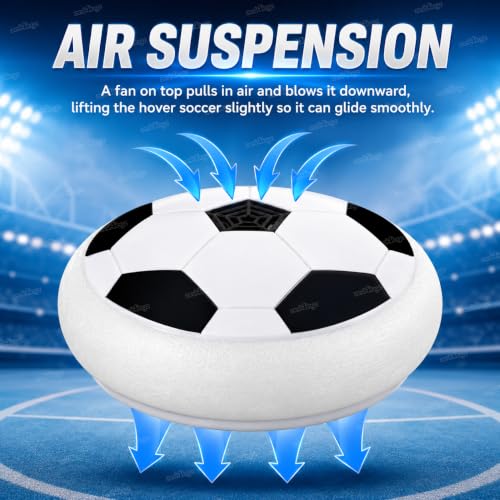 Image of Zest 4 Toyz Hover Soccer Ball for Kids with Colorful LED Lights Air Suspension Indoor Hover Football for Kids Battery Operated Sports Toy Gift for Boys and Girls (White)