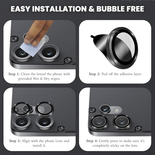 Image of ArmourPro Camera Rings Tempered Glass for Nothing Phone CMF 2 Pro, Tough HD Individual Aluminum Alloy Rings 9H Camera Cover, Scratch-Resistant,Camera Lens Protection| Black, 1 Pack