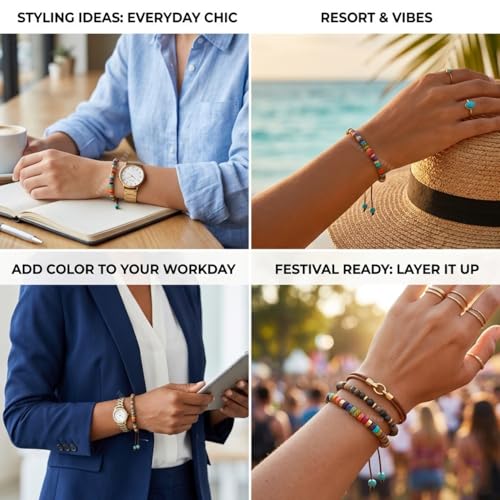 Image of Young & Forever Artisan Semi-Precious Gemstone Bracelet for Women & Girls - 7 Chakra Healing Crystal Jewellery with Heart Locket, Tree of Life & Divine Charms - Ideal Birthday