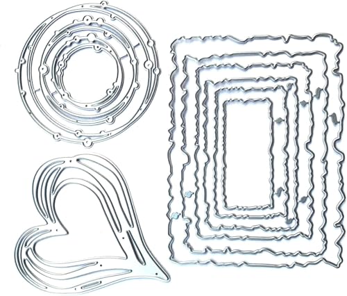 Stanzformen, Prägeschablonen, 3 Stück geometrischer Rahmen aus Kreis, Rechteck, Herz | Metallschablonen für Grußkarte, Postkarte, Album, Scrapbooking, Handwerk Prägen, DIY Produktion
