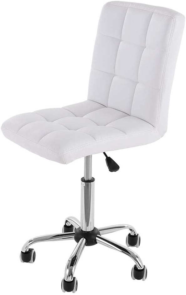 Office Desk Chair with Adjustable Height, Fashion Casual Lift Chair 360 Degree Free Rotation Pulley Chair Home Computer Task Chair for Work Space, Brown & White (White)