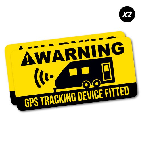 2x Warning Caravan Gps Tracking Sticker Decal Side Vehicle