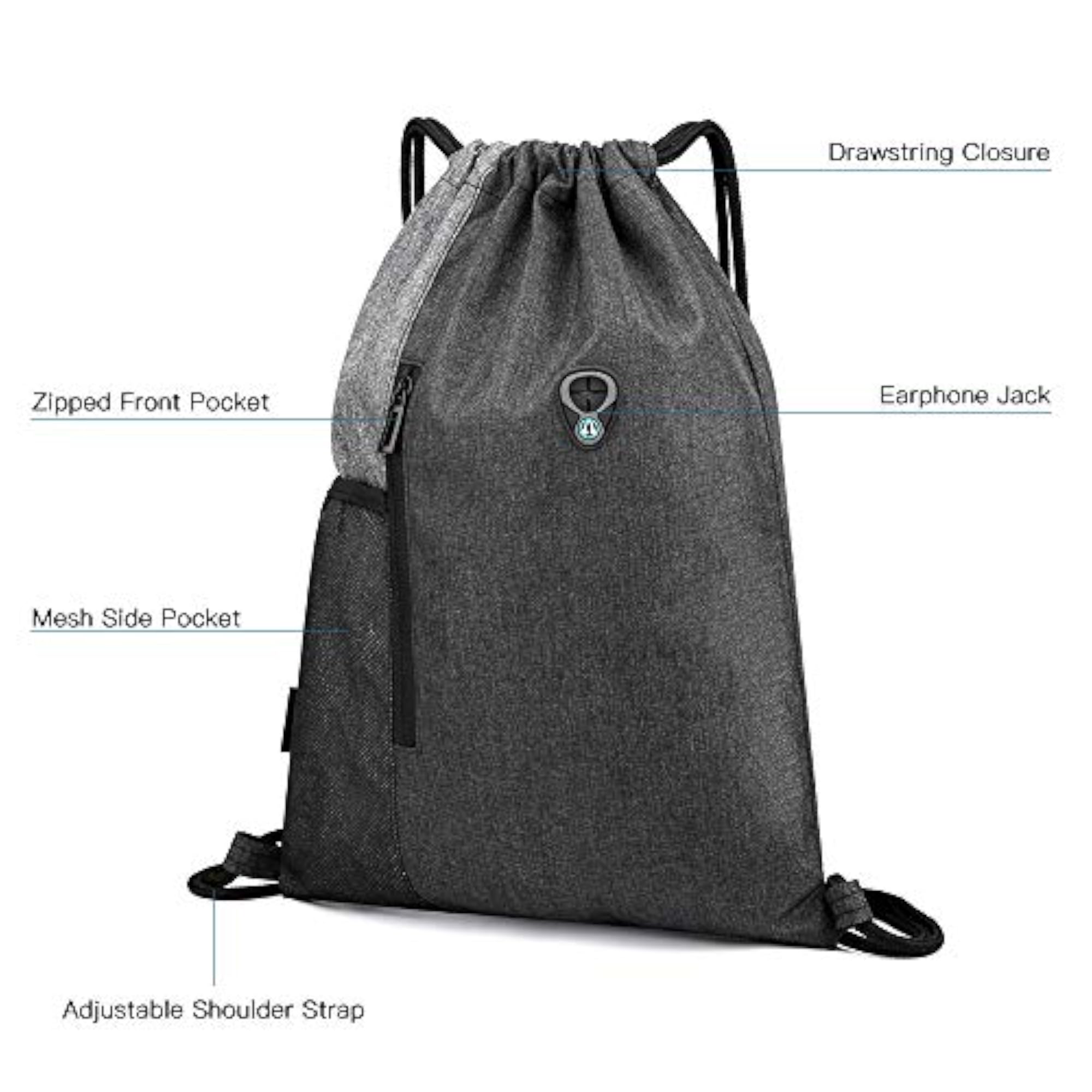 Water-resistant Drawstring Bag with Earphones