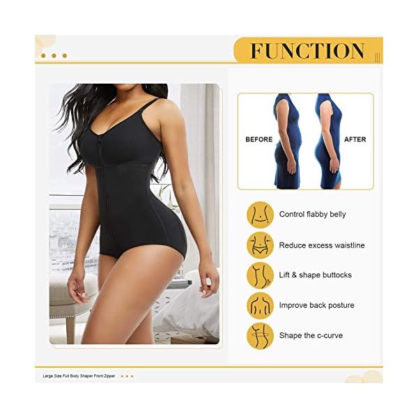 FeelinGirl-Women-Shapewear-Bodysuit-Tummy-Control-Fajas-Body-Shaper-for-Women-with-Zipper FeelinGirl Fajas Colombians Shapewear for Women Tummy Control Post Surgery Compression Garment Black XL