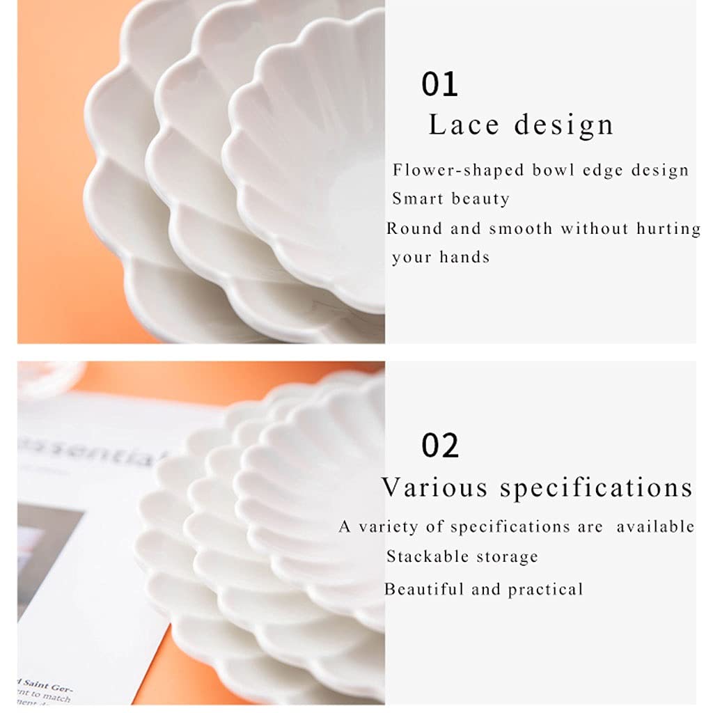 Bellissimo Set di stoviglie in crisantemo in Ceramica da 8 Pollici per Insalata, Pasta, Dessert e Piatti da antipasto. Piatti Adatti al Mic