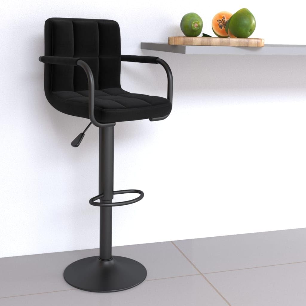 LAPOOH Taburete de Cocina de Tela Negro, Taburetes Altos De Cocina, Banquetas Cocina, Sillas Altas De Cocina, Taburete Bar 334631