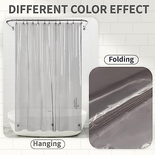 Image of Barossa Design Shower Curtain Liner - Clear Black Premium PEVA Shower Liner with 3 Magnets and Metal Grommets, Waterproof Lightweight Standard Size Curtains for Bathroom - Translucent Black