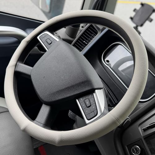 PINCTROT XL Nappa Leather Steering Wheel Cover Semi Truck 18in(Cream White)