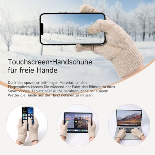 Damen Winter Set - Beanie Mütze, Loop Schal & Touchscreen Handschuhe - Fleece gefütterte 3er Set für extreme Wärme - Weiches Winteraccessoires Geschenke